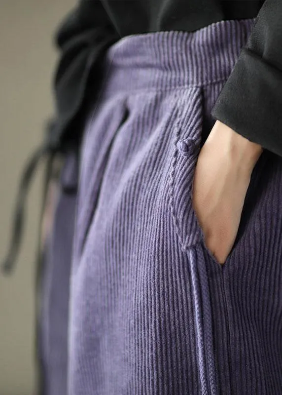 Stylish Purple High Waist Wide Leg Casual Pants