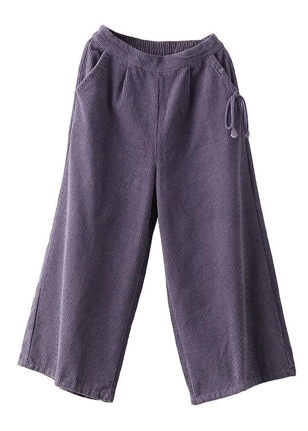 Stylish Purple High Waist Wide Leg Casual Pants