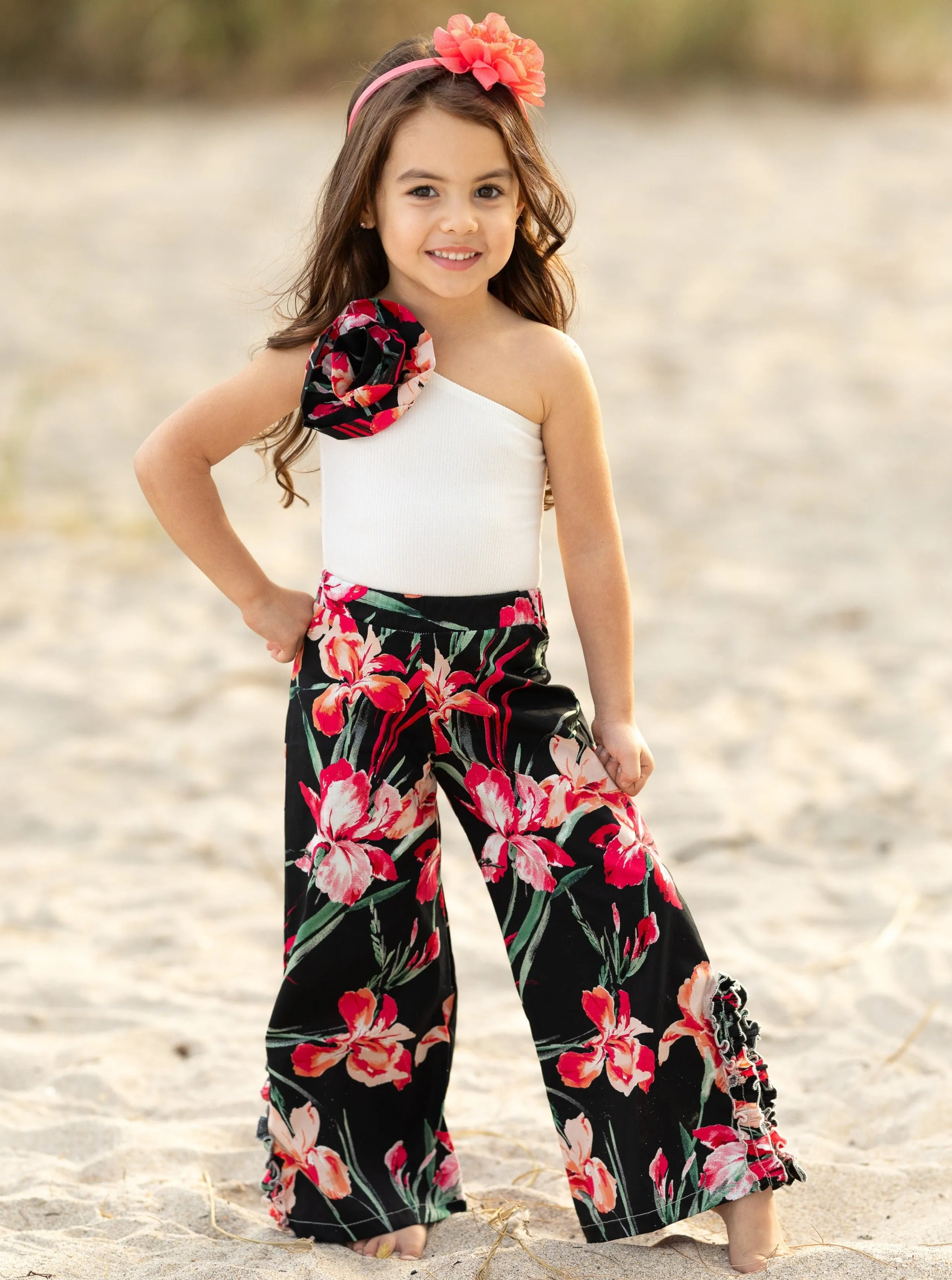 Sweet Blooms One Shoulder Floral Palazzo Pants Set