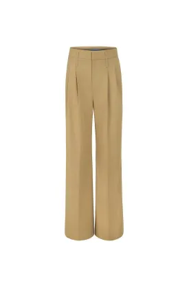 Taylor Straight Wide Leg Twill Crepe Floor Length Pants