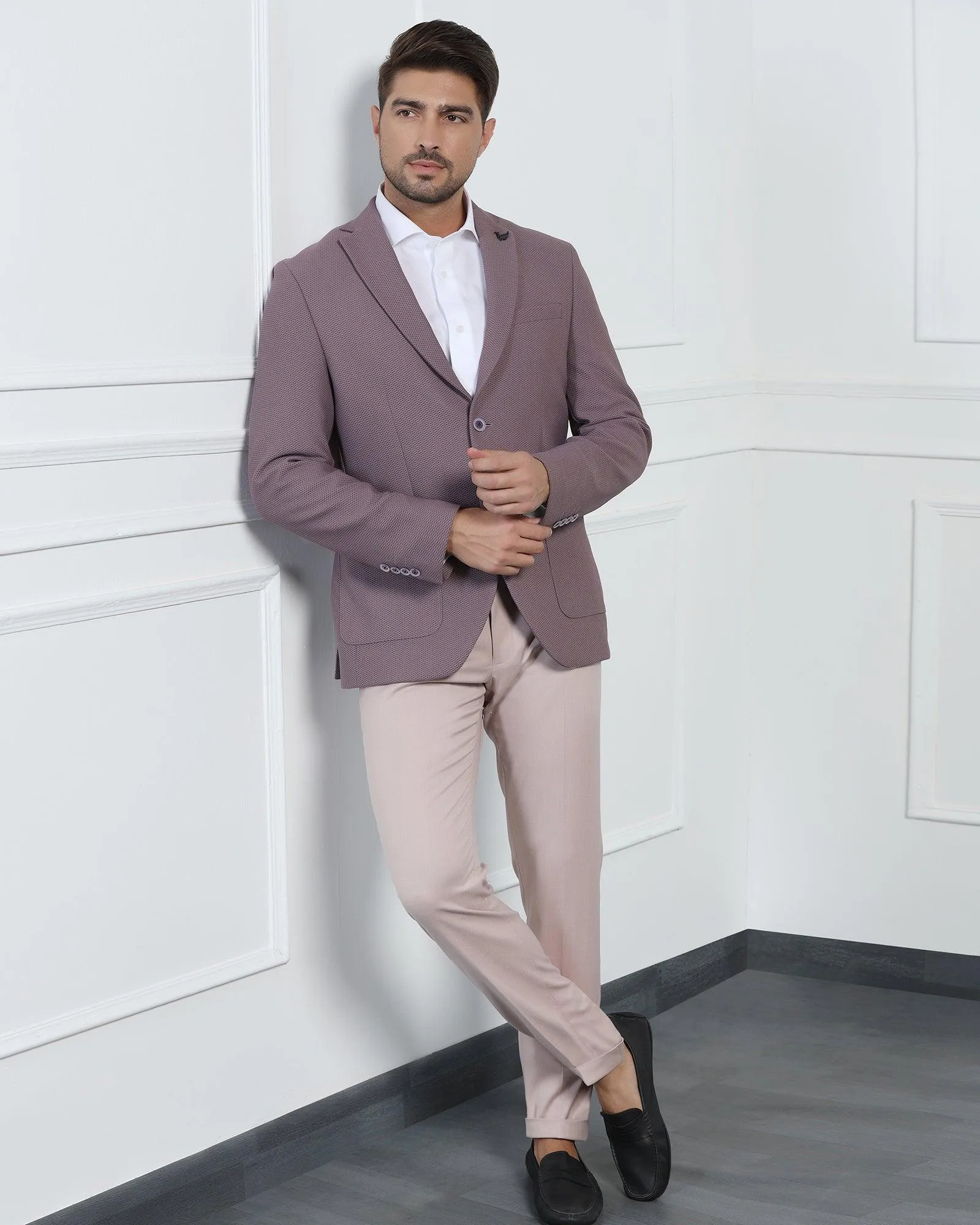 TechPro Formal Dusty Pink Textured Blazer - Renault