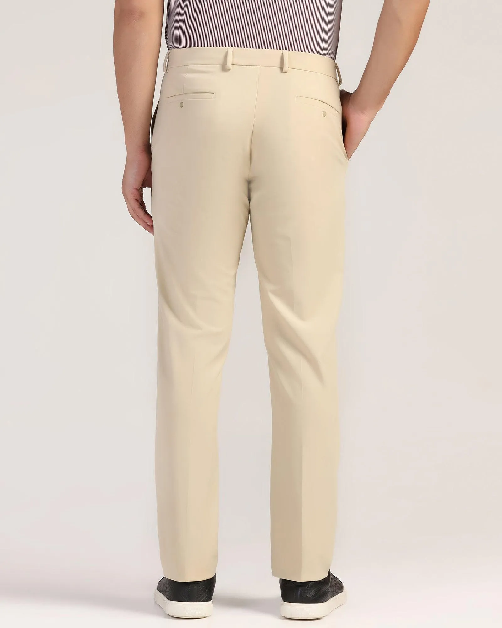 TechPro Slim Fit B-91 Formal Beige Solid Trouser - Sonet