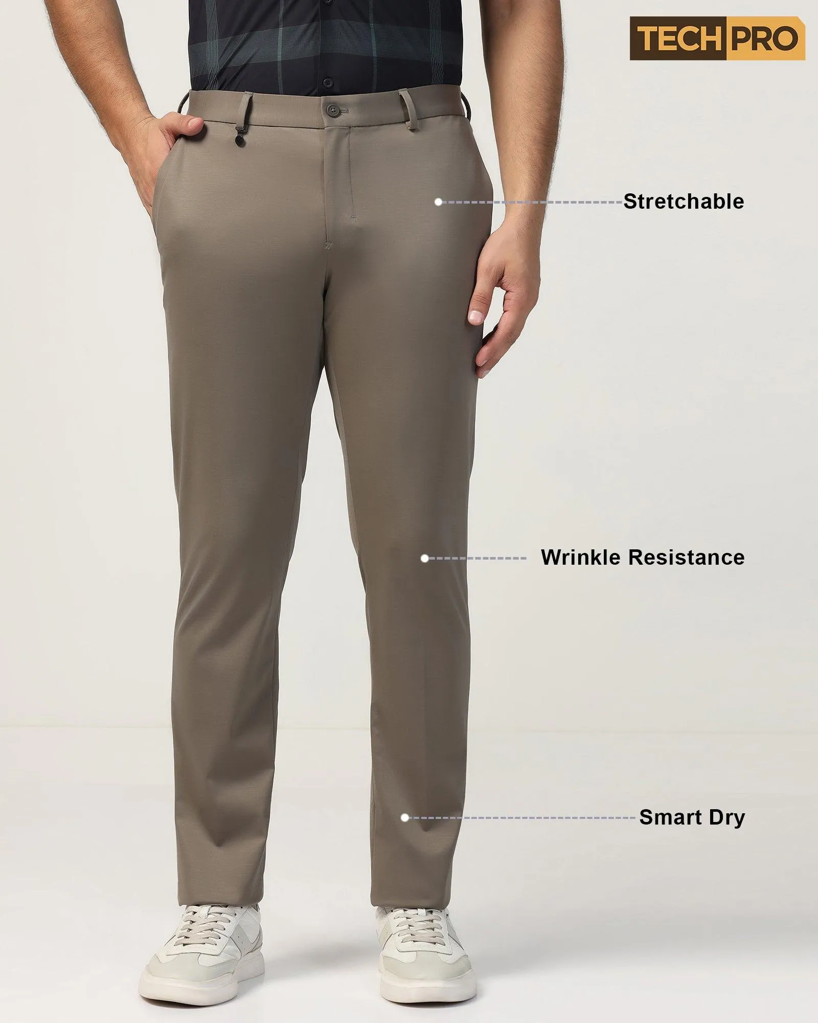 TechPro Slim Fit B-91 Formal Khaki Solid Trouser - Explorer