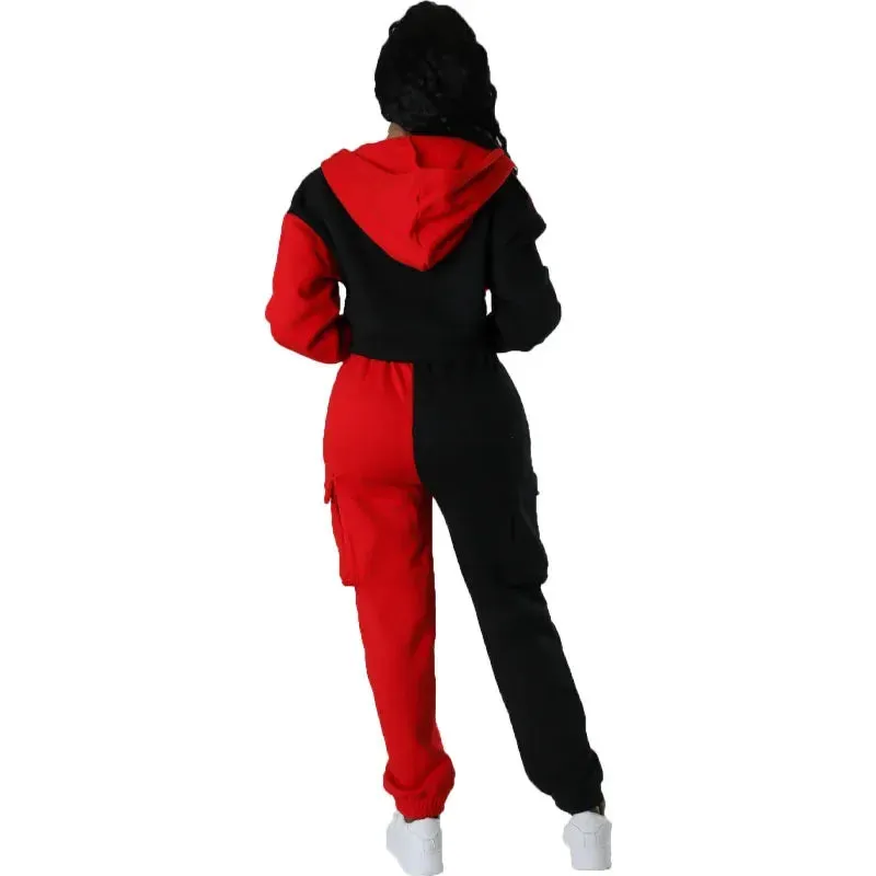 Two Tone Hooded Tracksuit Set