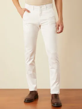 White Plain Slim Fit Trousers