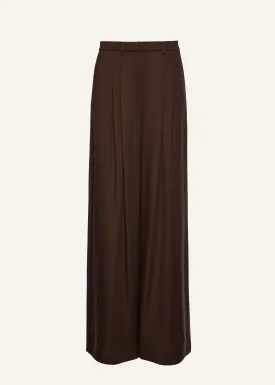 Wide-leg lyocell trousers in brown