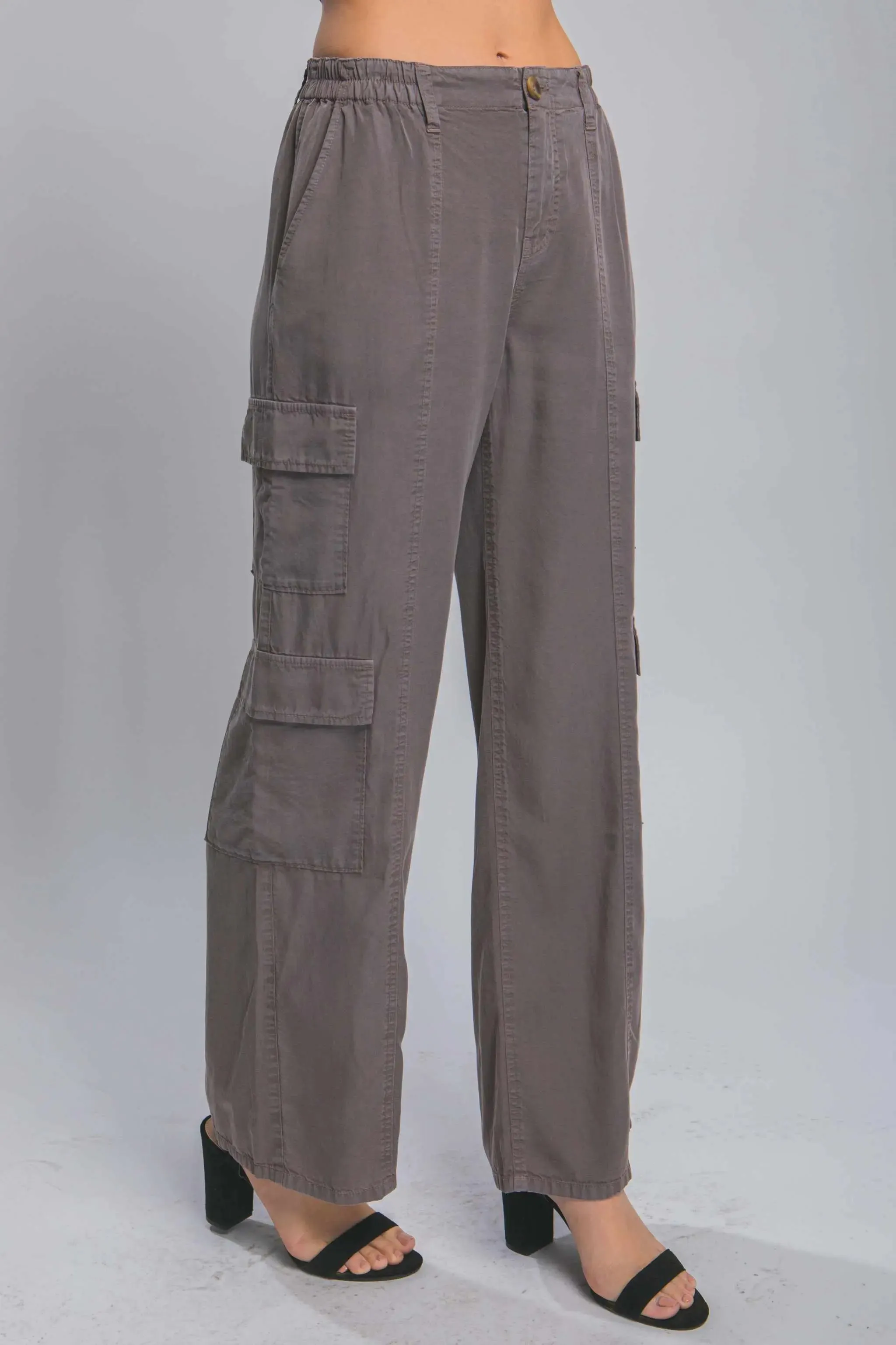 Women's Full-length Tencel Pants With Cargo Pockets