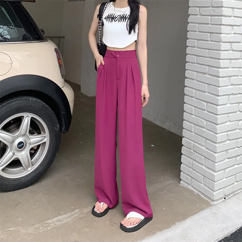 xiangtuibao Suit Pants Wide-Leg Pants Women's Summer High Waist Drooping Slimming Versatile Casual Loose Mop Thin Straight Suit Pants