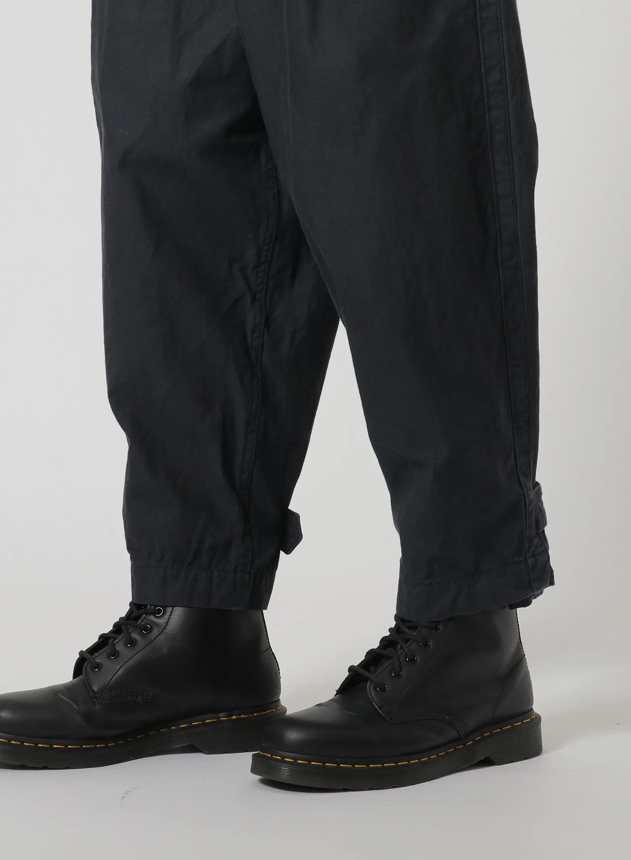 [Y's-Black Name]BACKSIDE SULFURIZATION SATIN 2 TUCK PANTS WITH WAIST BELT