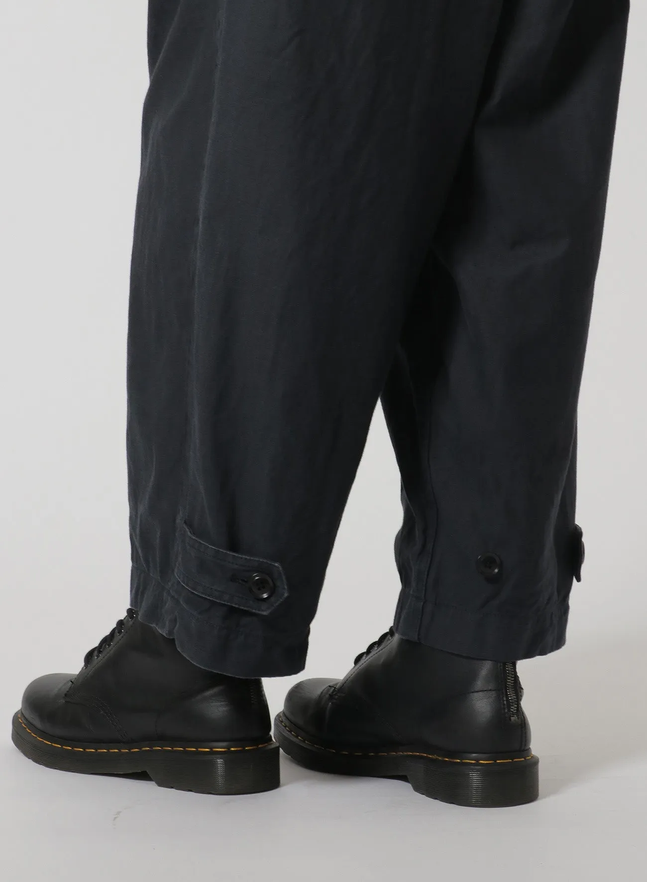 [Y's-Black Name]BACKSIDE SULFURIZATION SATIN 2 TUCK PANTS WITH WAIST BELT