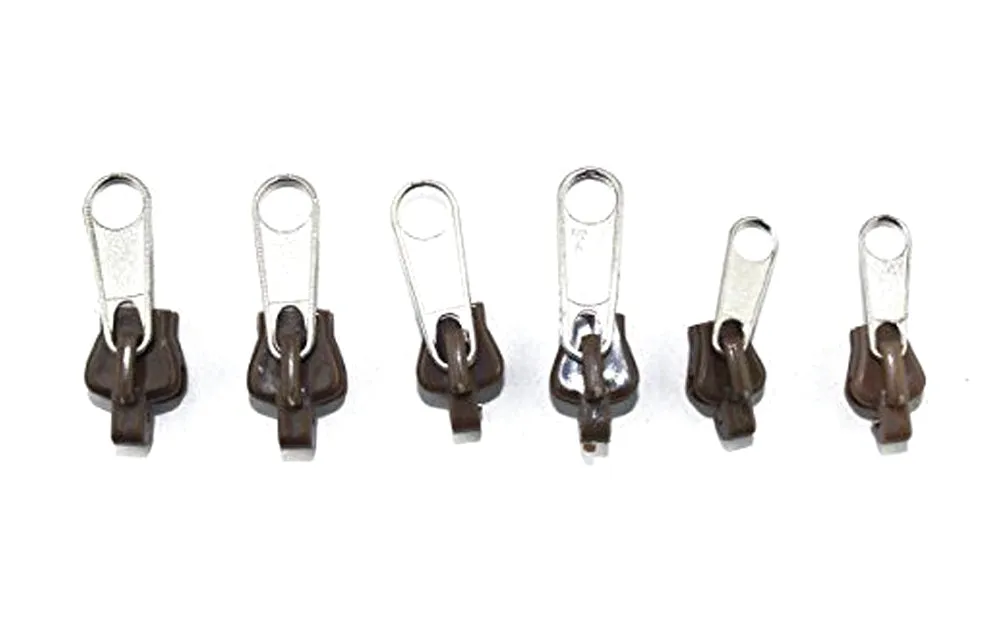 Zipper Fixers (Brown) - 6-Piece Set for Instant Repair