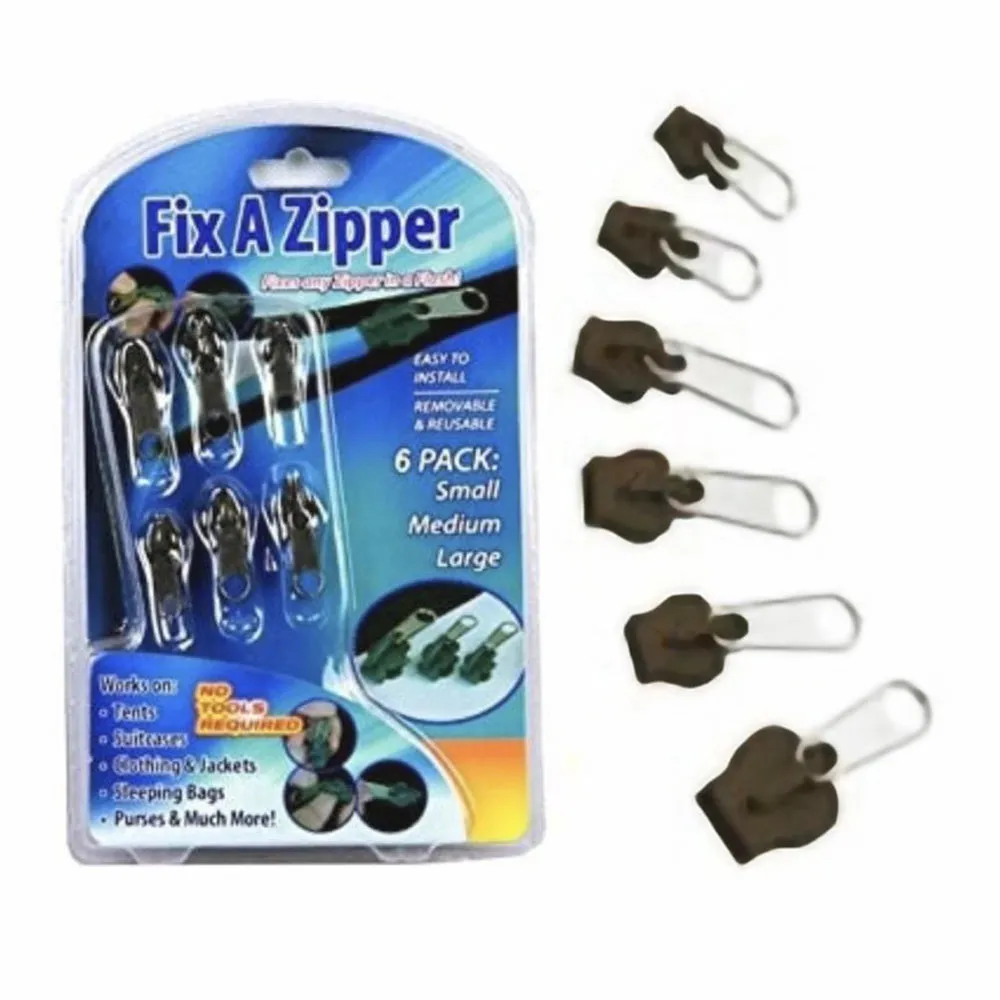 Zipper Fixers (Brown) - 6-Piece Set for Instant Repair