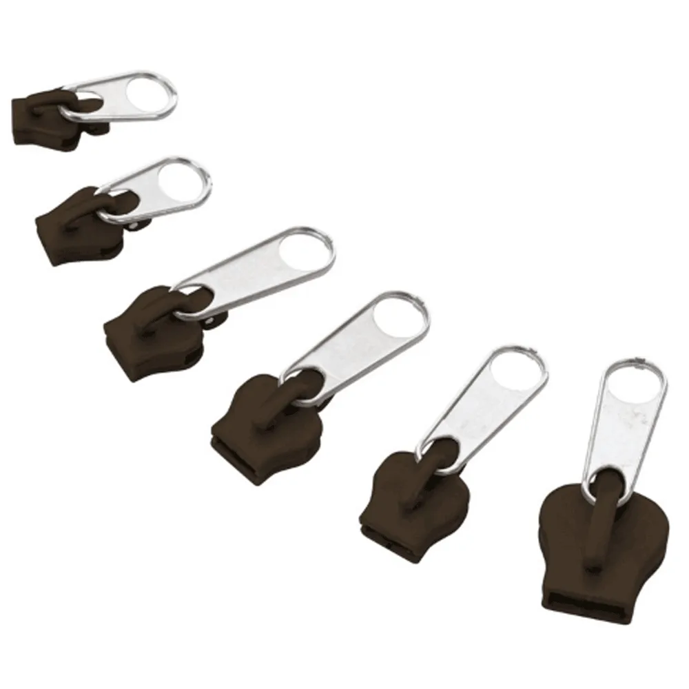 Zipper Fixers (Brown) - 6-Piece Set for Instant Repair